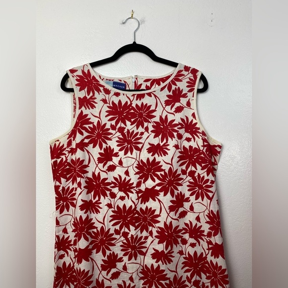 Vintage Linen Blend Vintage Bush Wacker Floral Midi Sleeveless Dress plus 16 - Picture 14 of 15